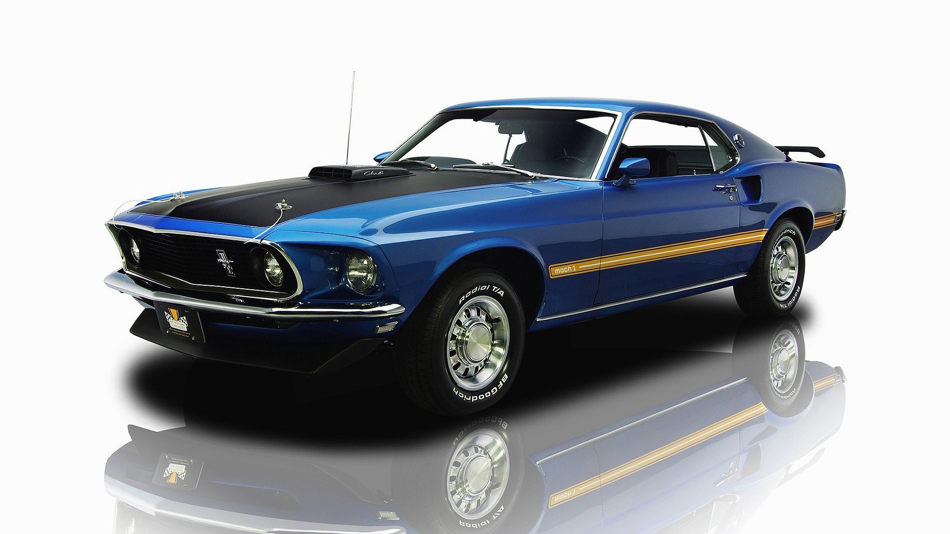 Blue Ford Mustang Mach 1