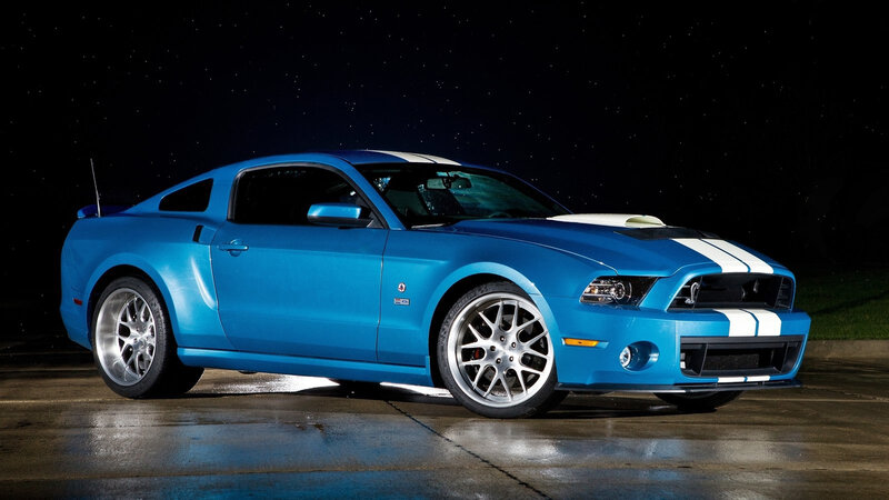 Blue Ford Mustang Shelby — Dramatic, Night, Photograph