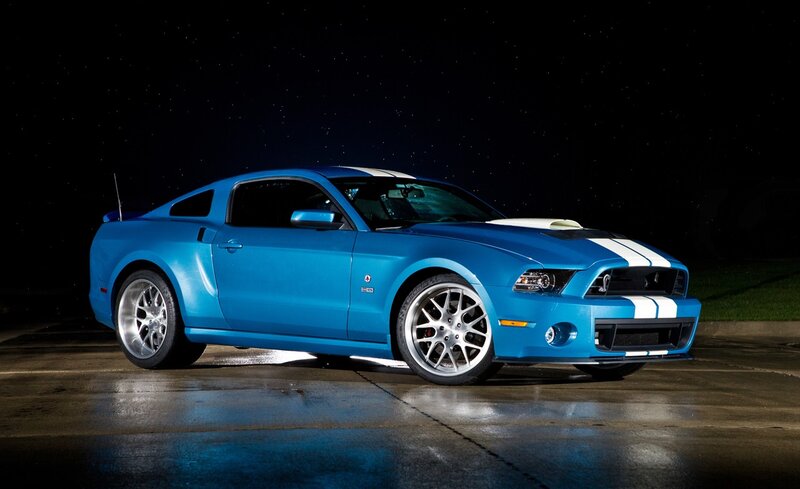 Blue Ford Mustang Shelby GT500