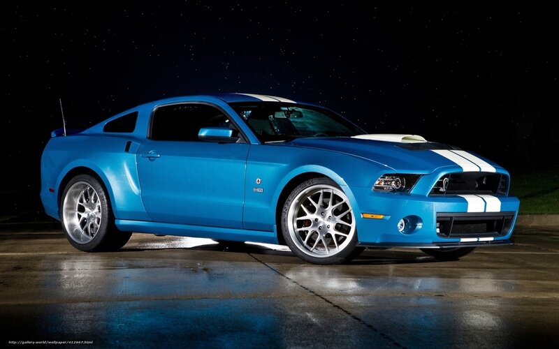 Blue Ford Mustang Shelby GT500