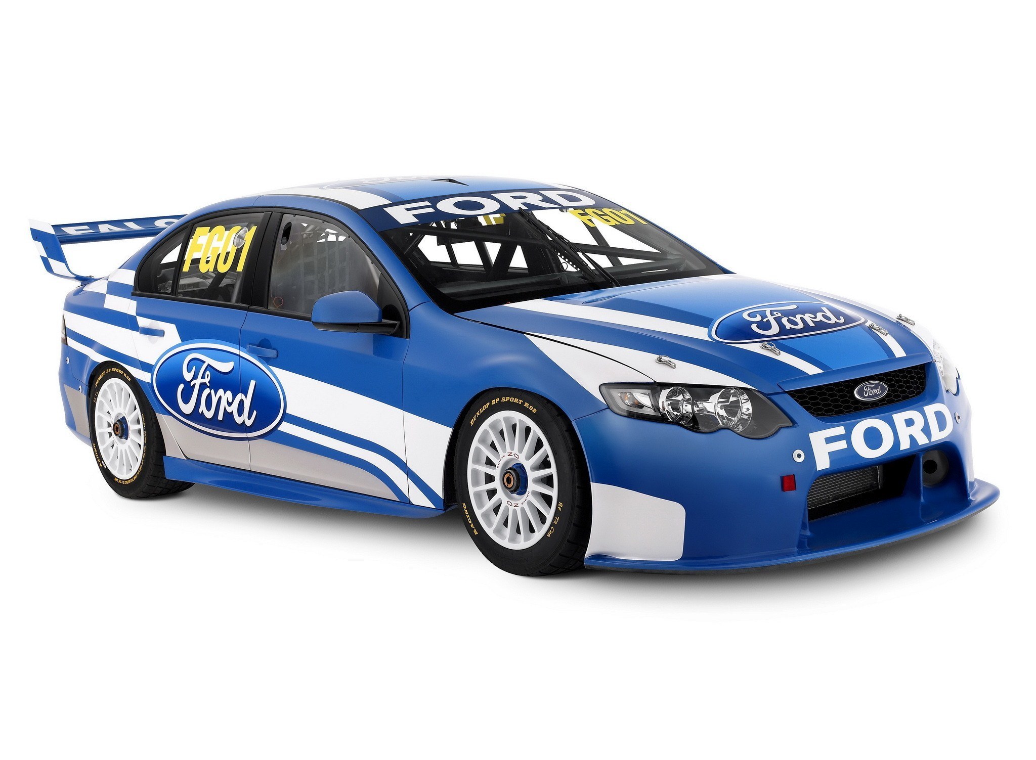 blue Ford race car
