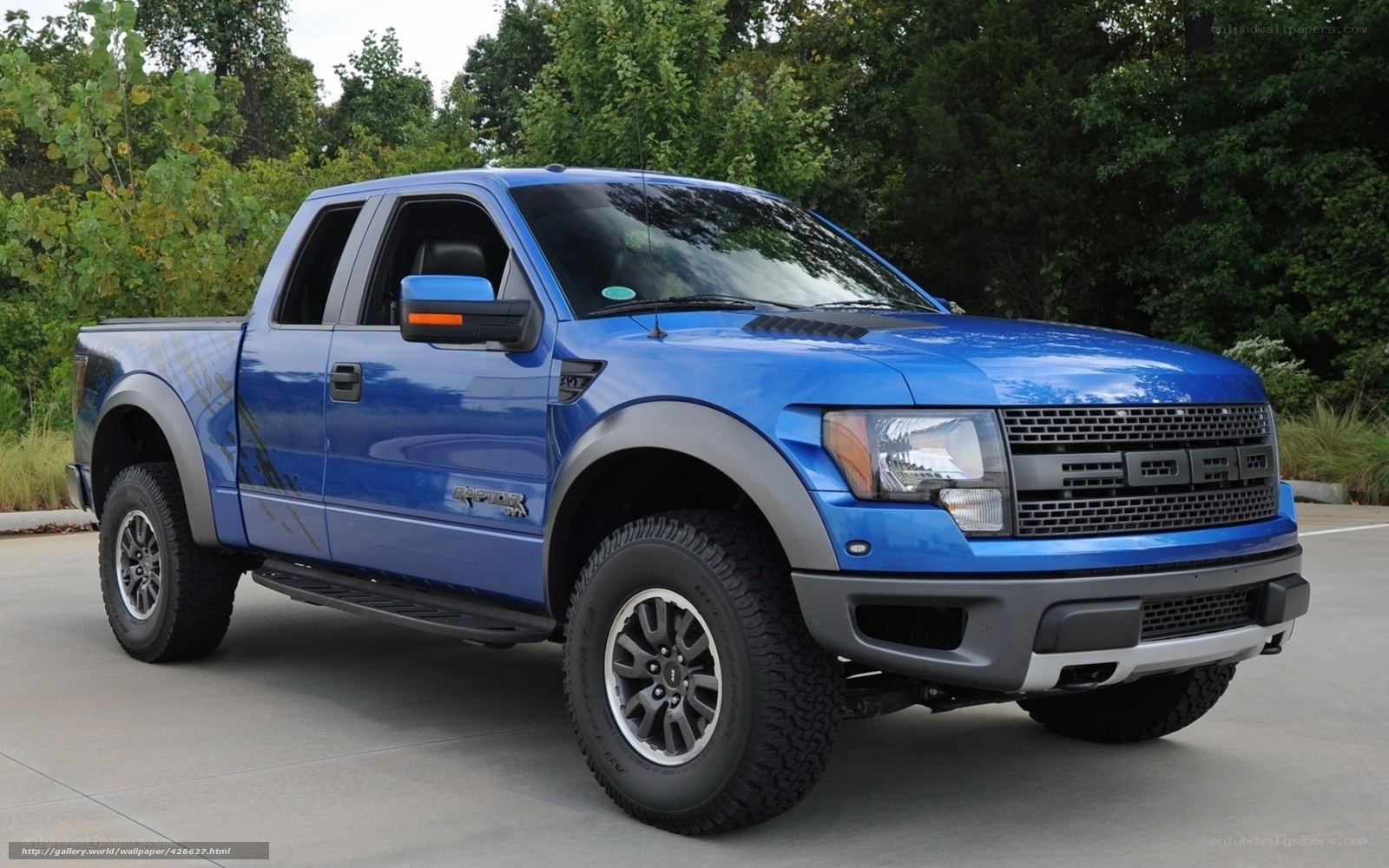 blue ford raptor pickup truck