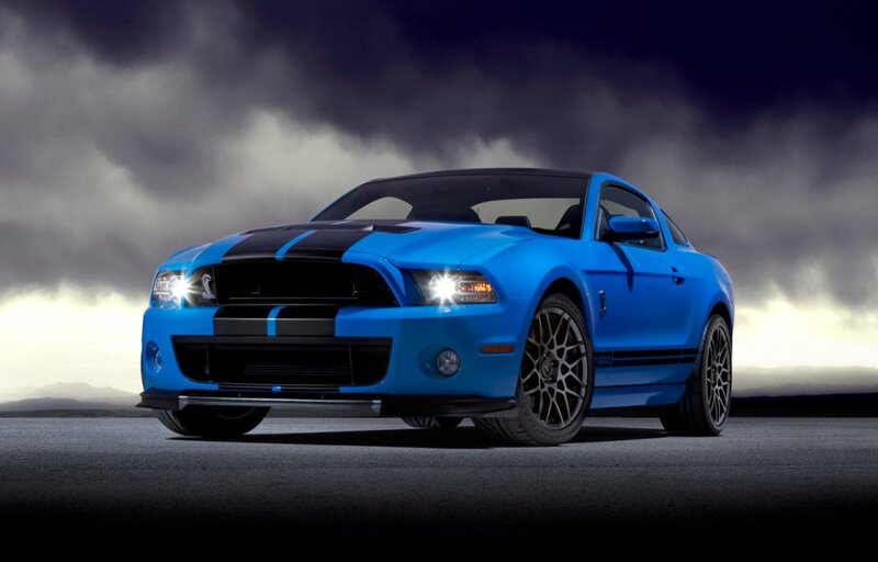 Blue Ford Shelby Mustang — Dramatic, Night, Photograph