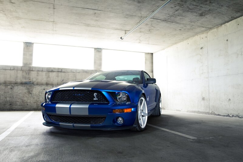 Blue Ford Shelby Mustang — Dramatic, Photograph, Car