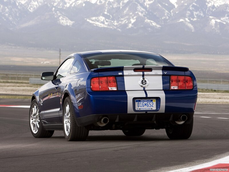 Blue Ford Shelby Mustang on track