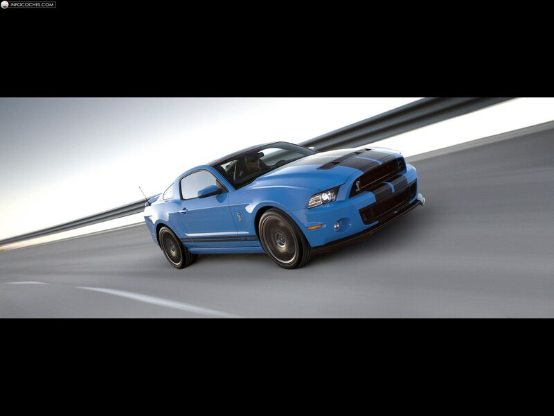 blue ford shelby mustang on track