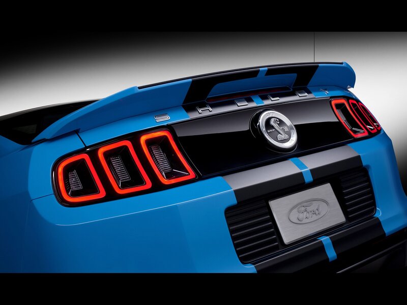 Blue Ford Shelby Mustang rear view
