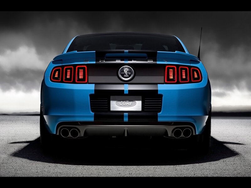 Blue Ford Shelby Mustang rear view