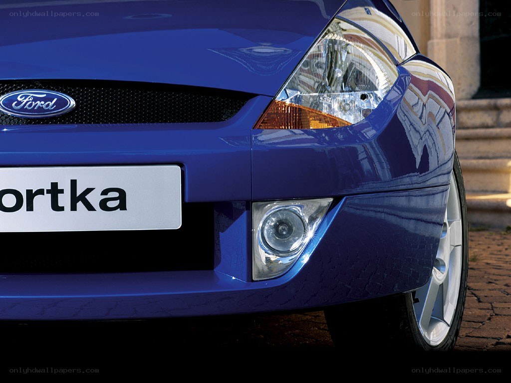 Blue Ford Sportka front view