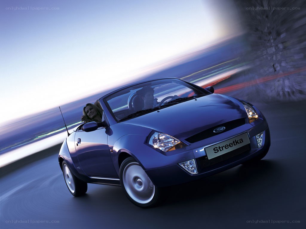 Blue Ford Streetka convertible