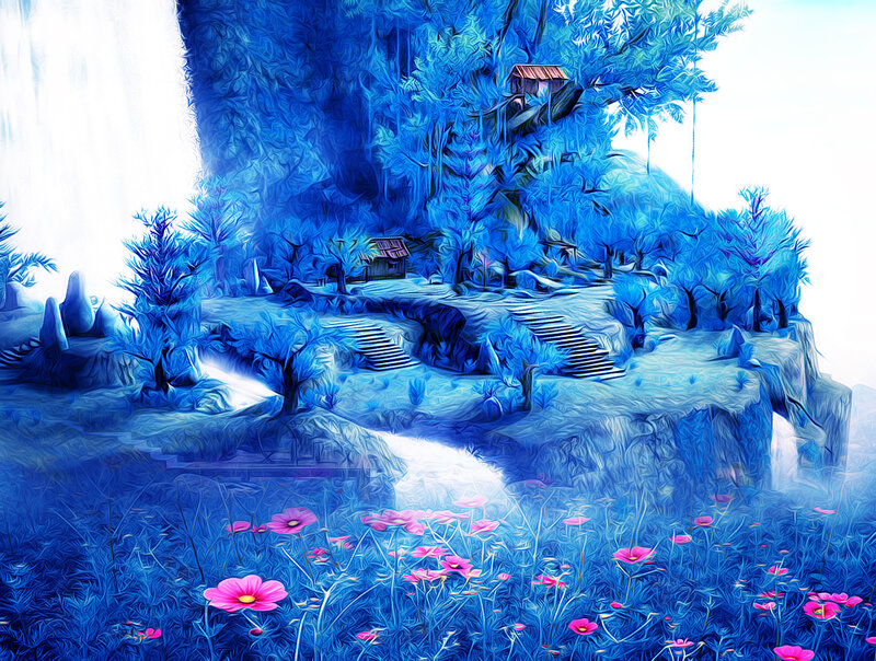 Blue Forest Landscape — Serene