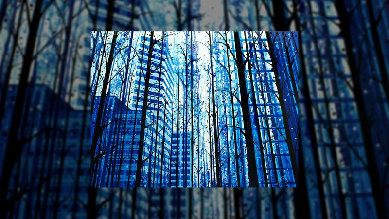 Blue Forest with Buildings
