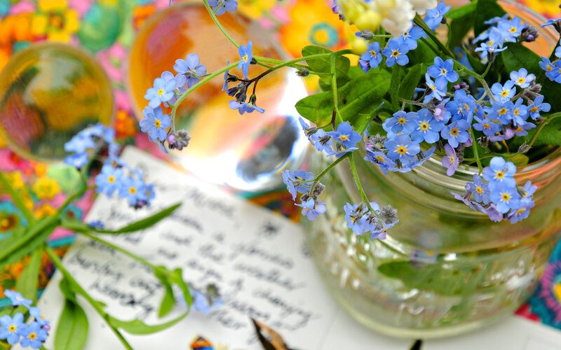Blue Forget-me-nots in Jar