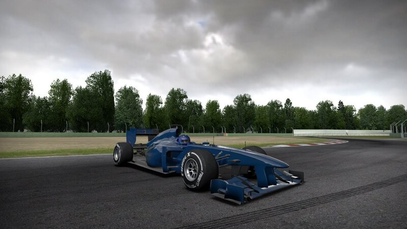 Blue Formula Race Car — Overcast