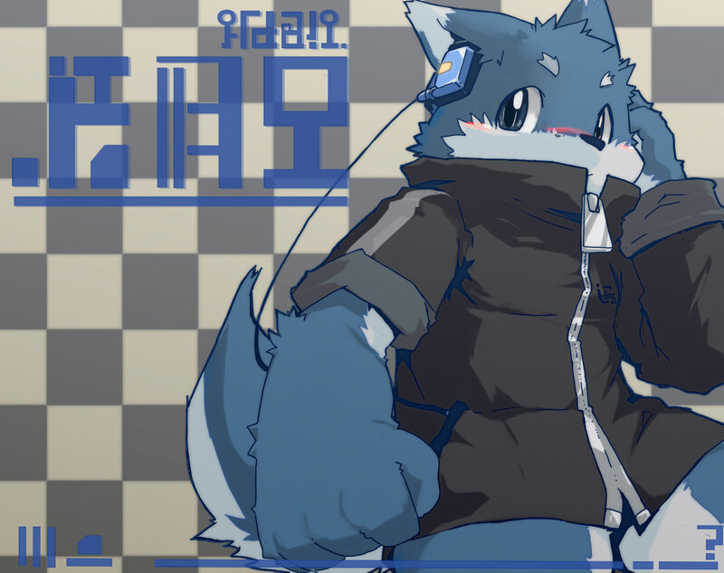 blue fox character illustration