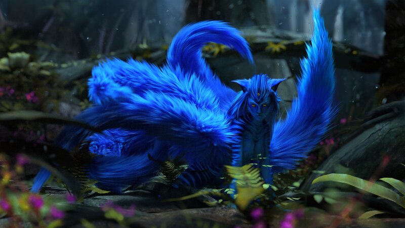 Blue Fox-like Creature — Mysterious