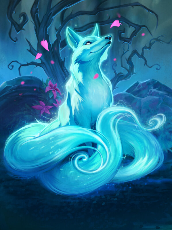 Blue Fox with Swirling Tail