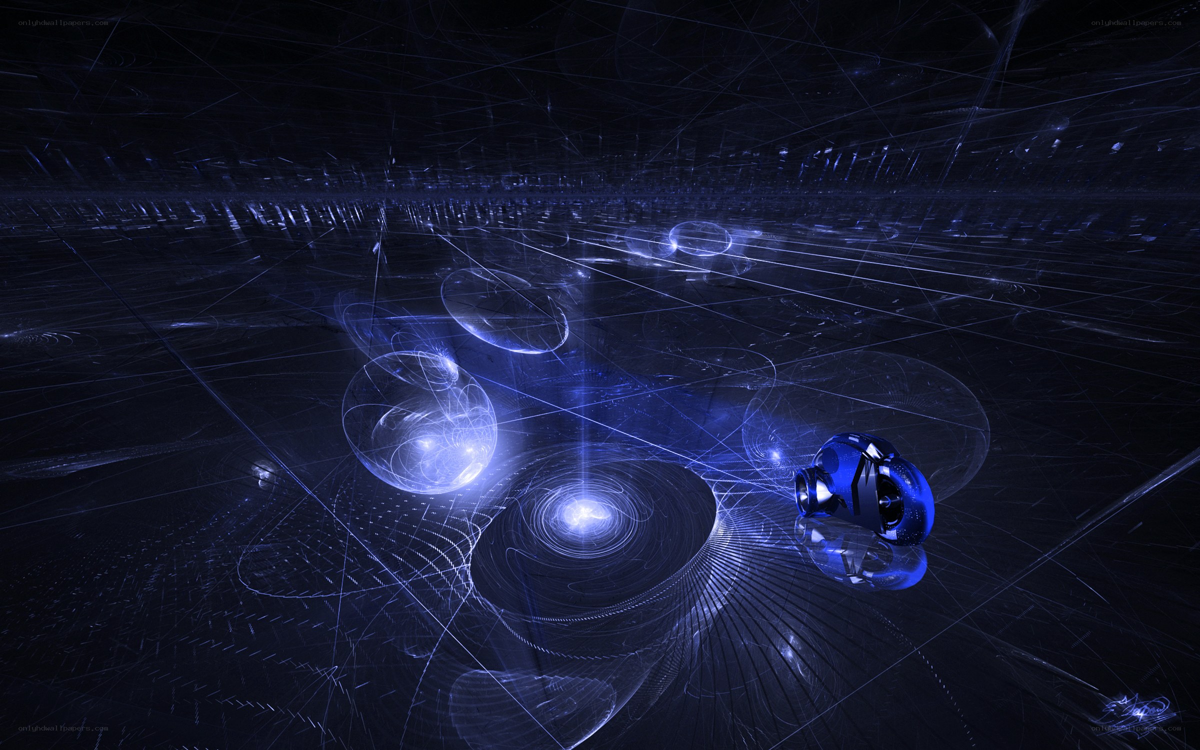 blue fractal abstract scene