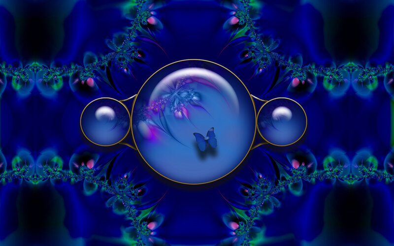 blue fractal butterfly art