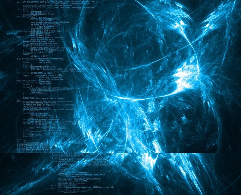 Blue Fractal Code Background — Technological