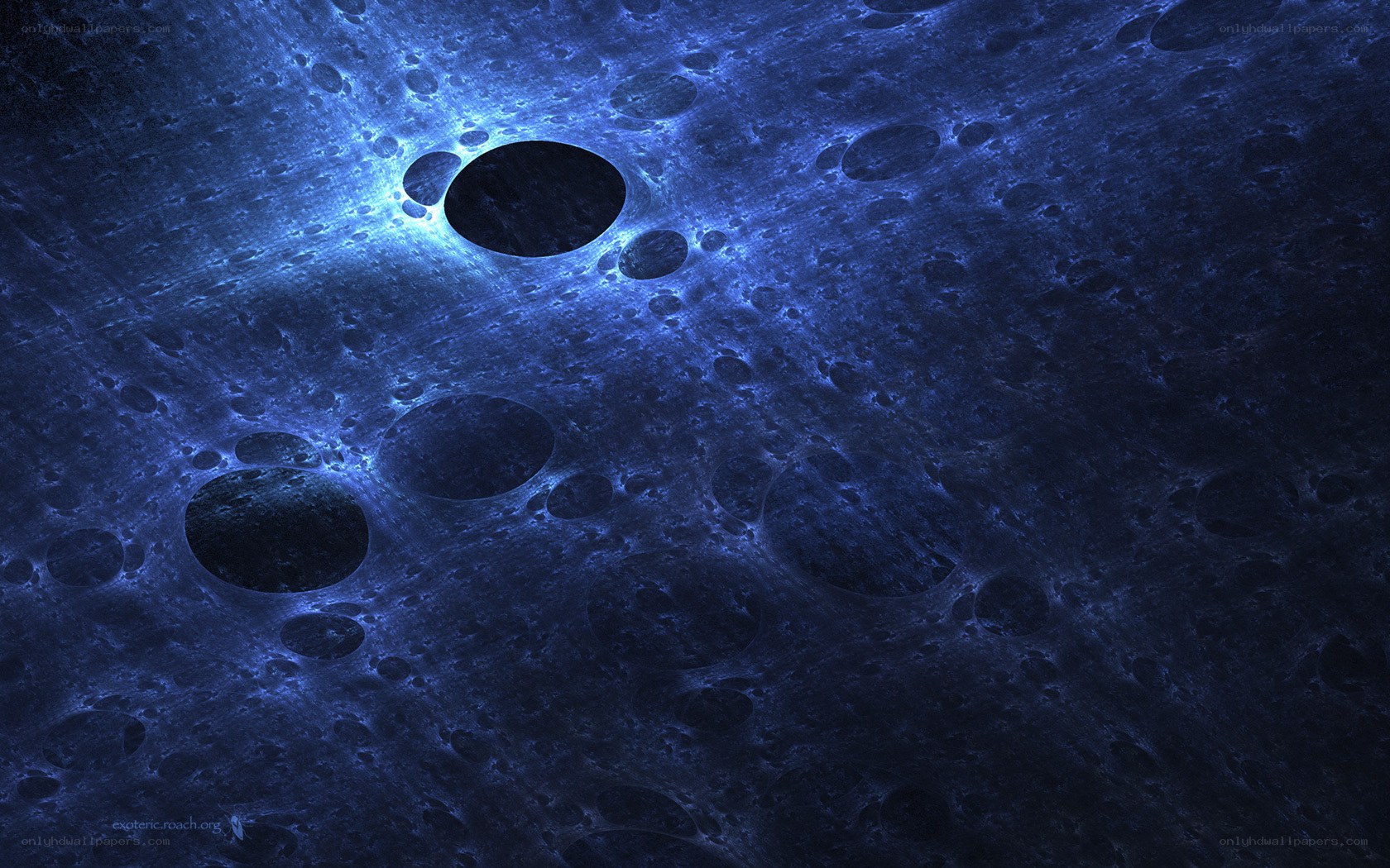 blue fractal crater landscape