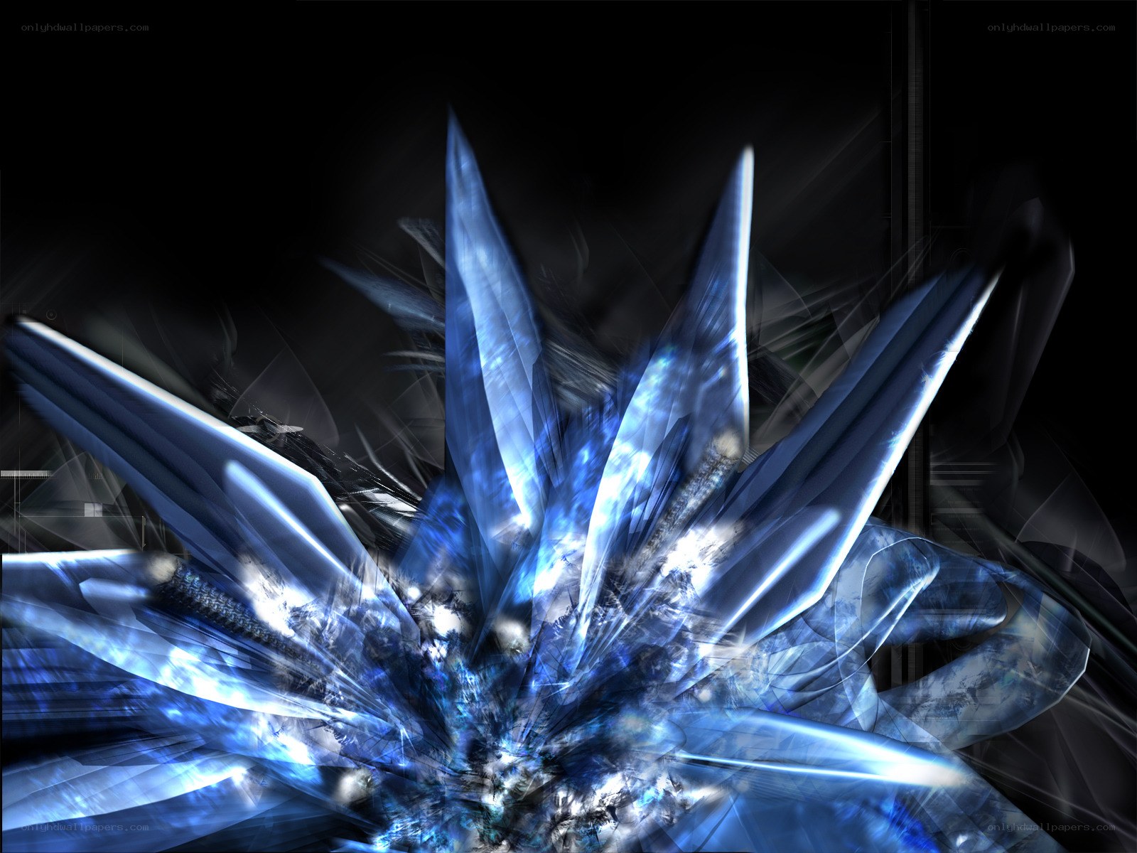 Blue fractal crystal explosion