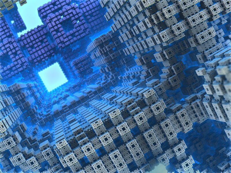 blue fractal cube structure