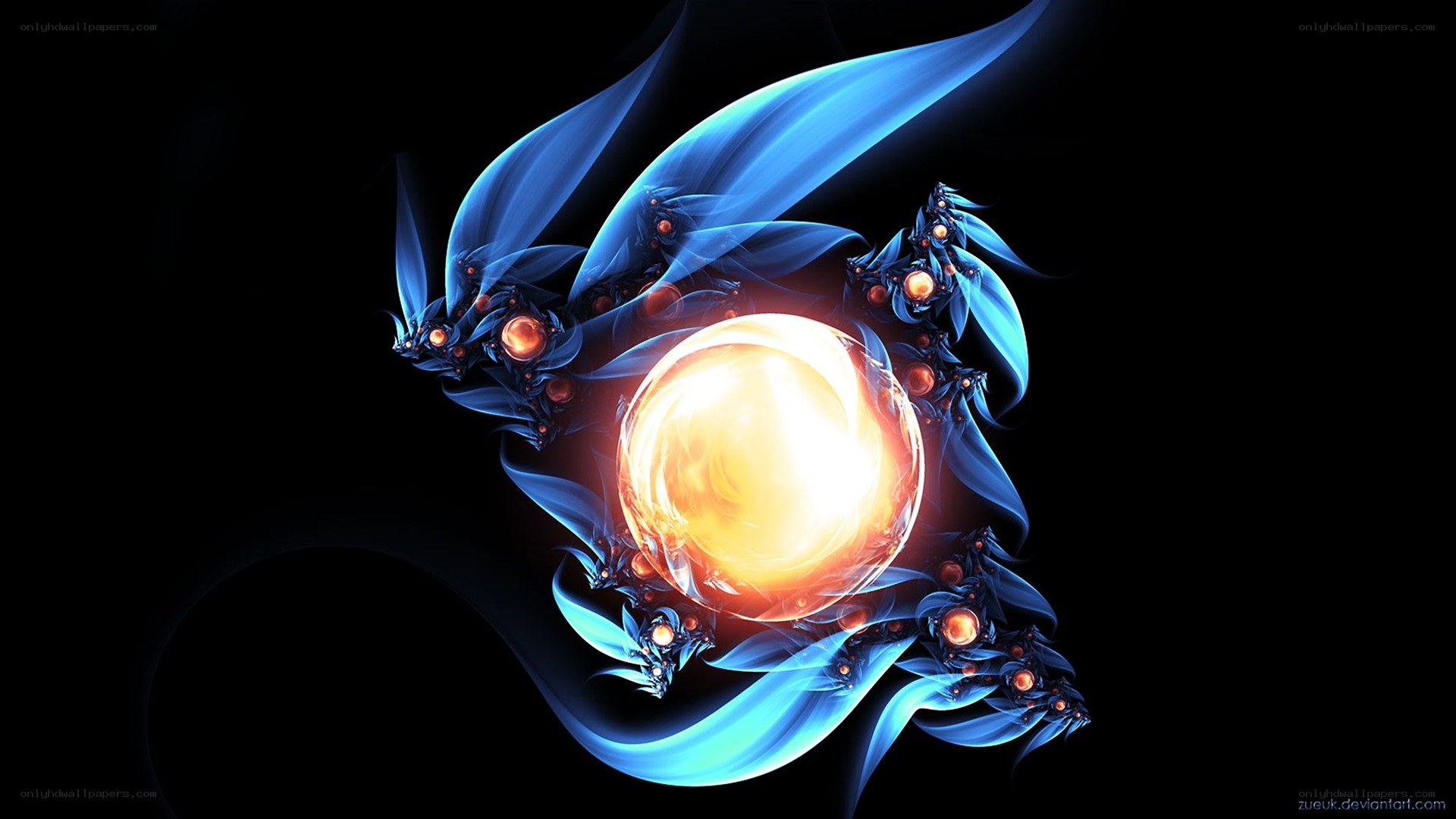 blue fractal energy sphere