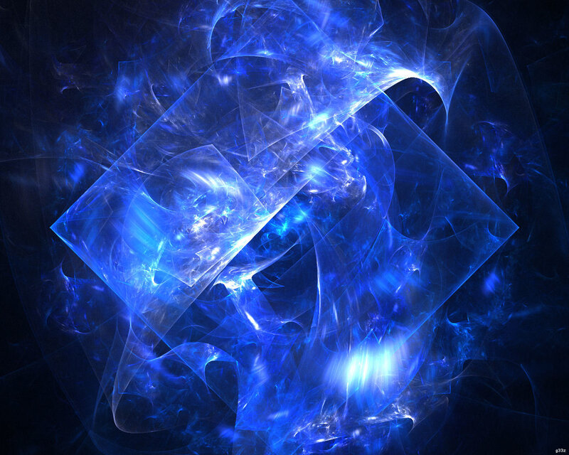 Blue fractal energy swirl
