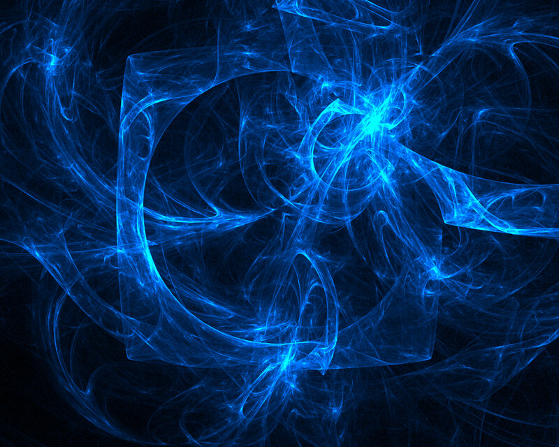 Blue fractal energy swirl