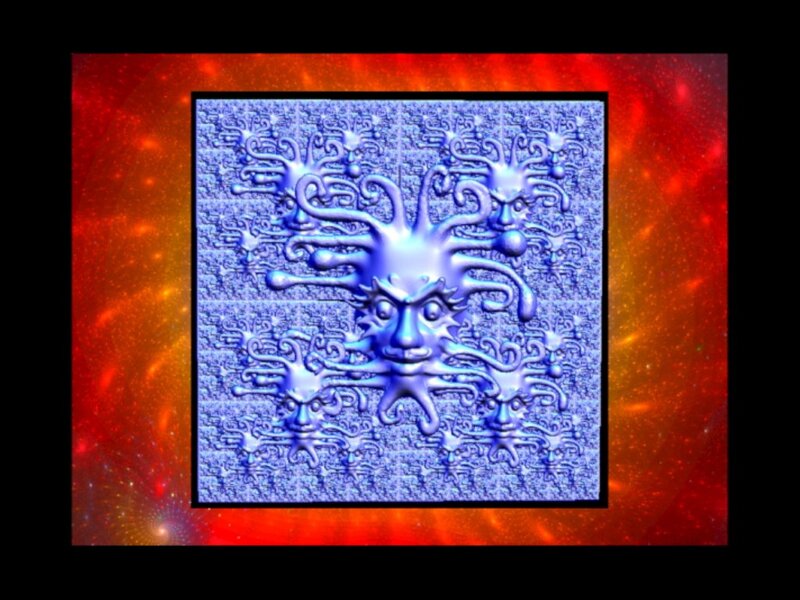 Blue Fractal Face Sculpture