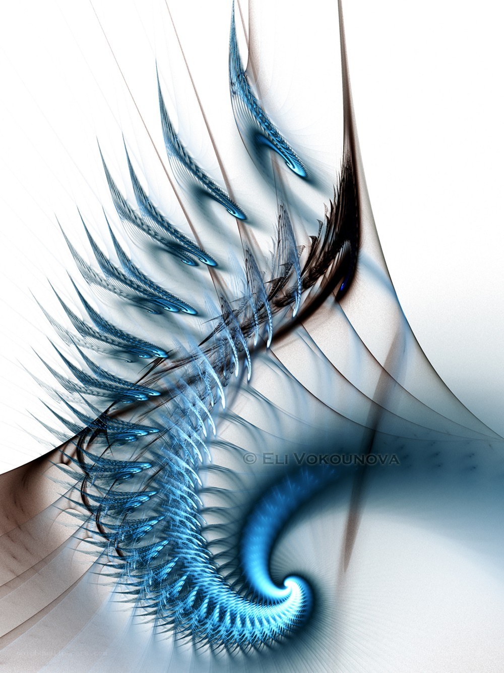 Blue fractal feather design