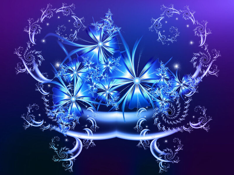 blue fractal floral design