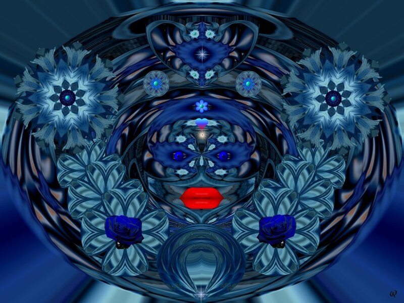 blue fractal floral design
