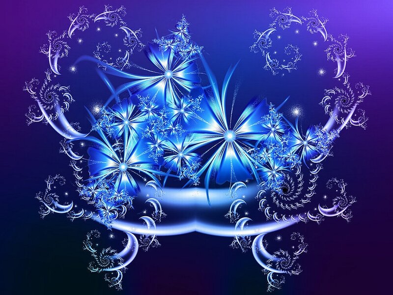 Blue Fractal Floral Design — Ethereal