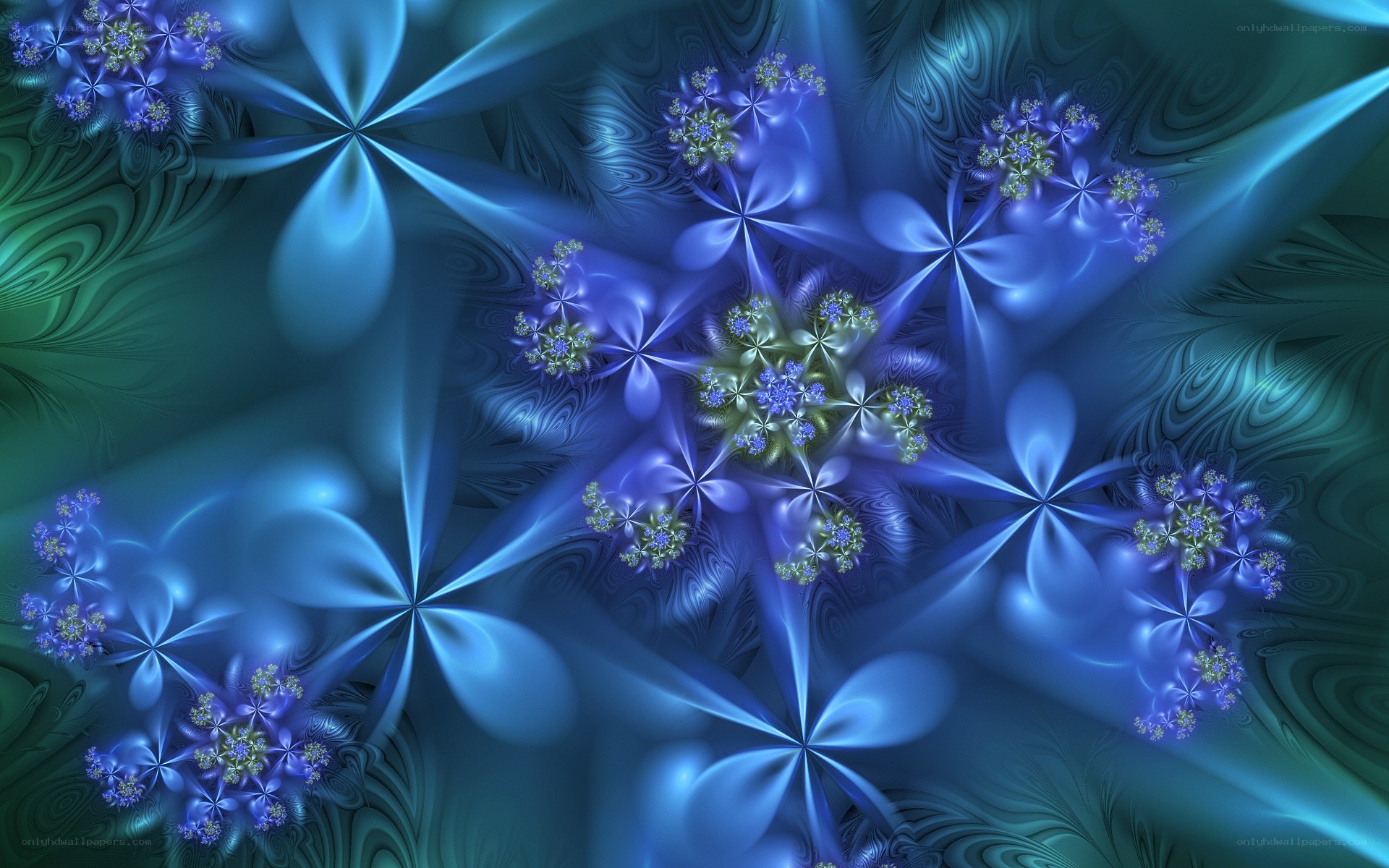 Blue fractal floral pattern