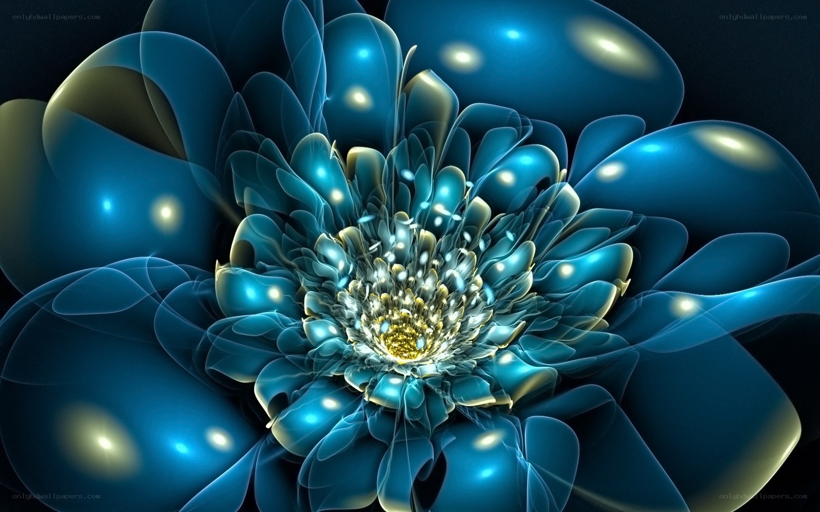 Blue fractal flower bloom