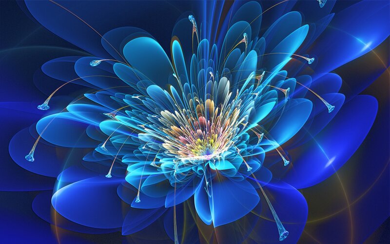 Blue fractal flower bloom