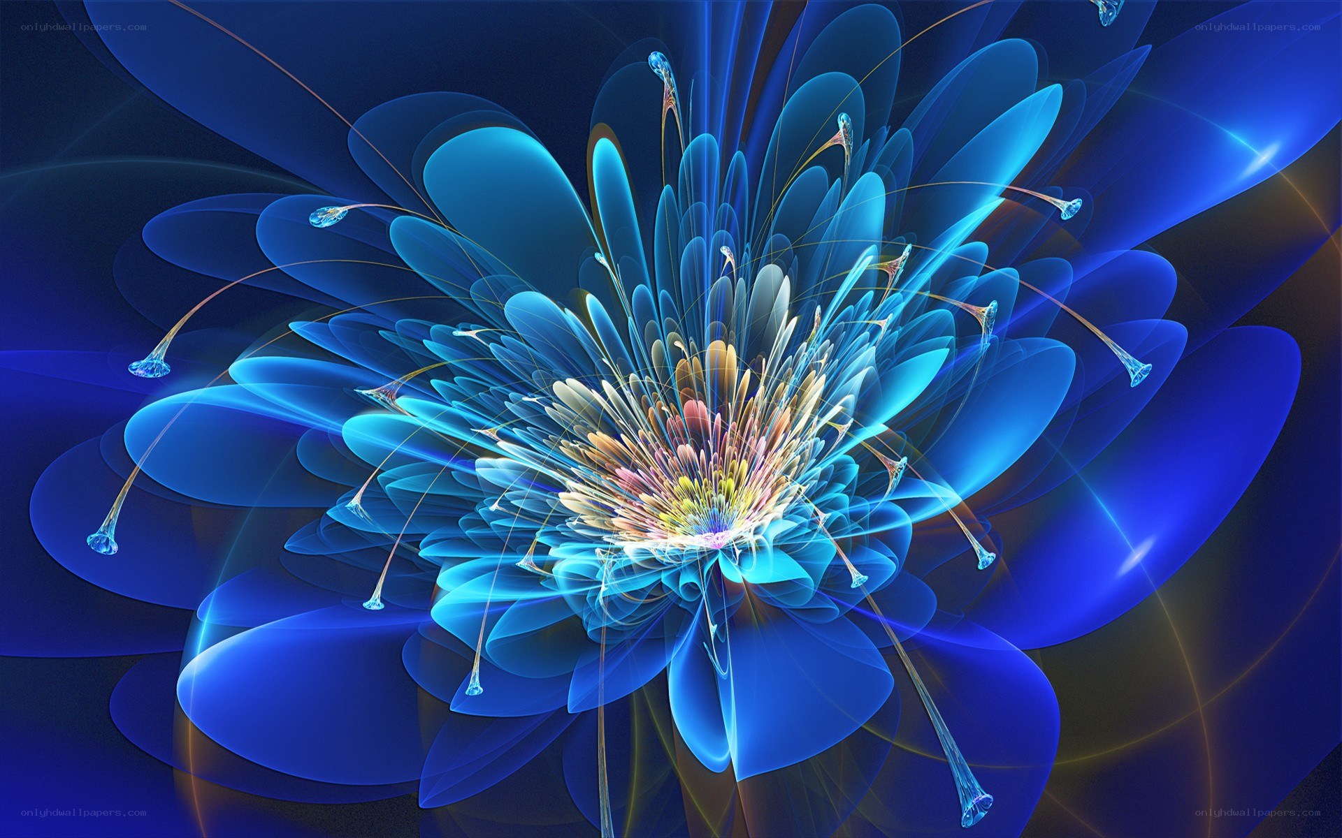 Blue fractal flower bloom