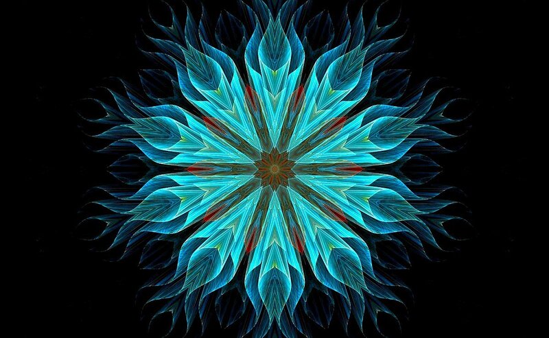 Blue Fractal Flower — Calm, Digital Art, Symmetry