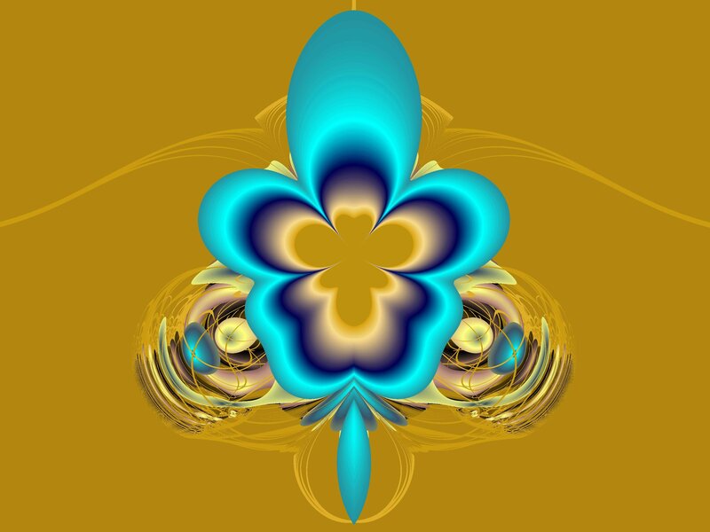 Blue Fractal Flower — Calm, Digital Art