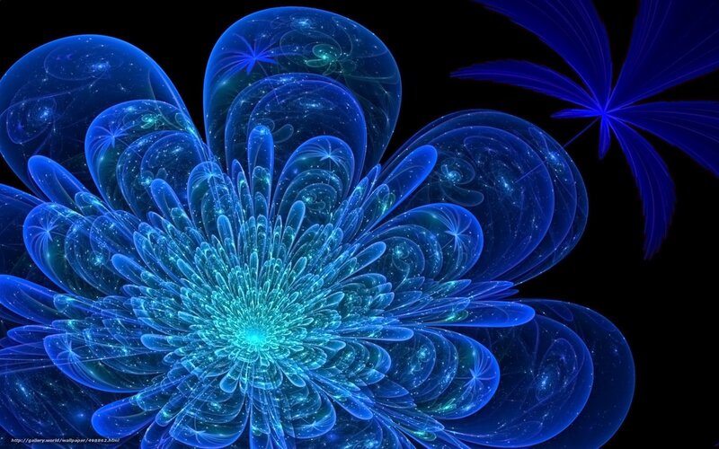 Blue Fractal Flower — Cosmic