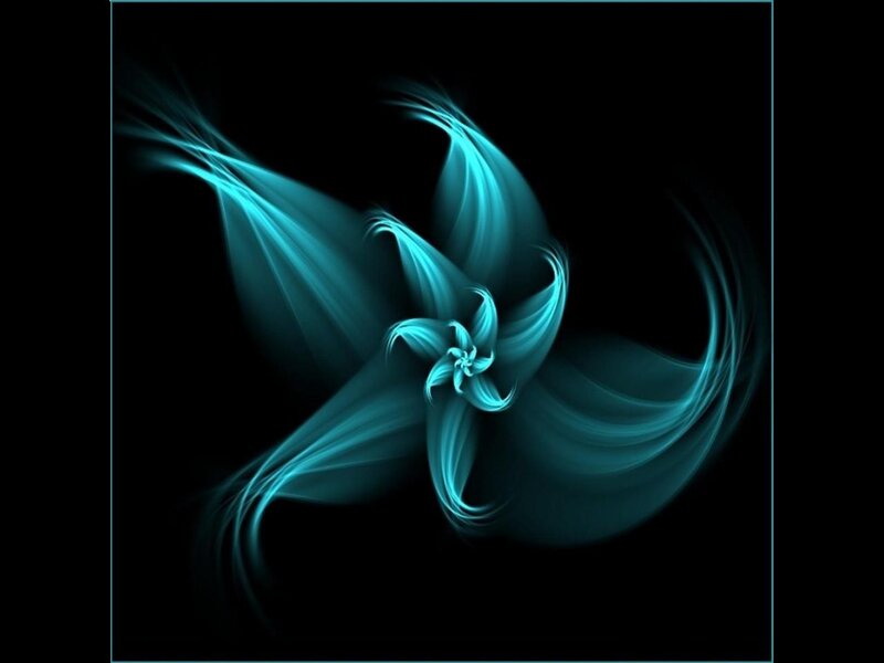 Blue Fractal Flower — Cyan
