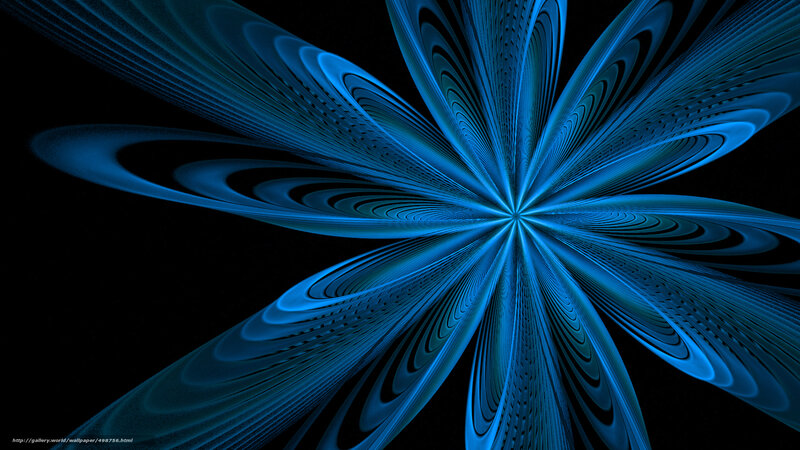 Blue Fractal Flower — Dramatic, Abstract, Black Background