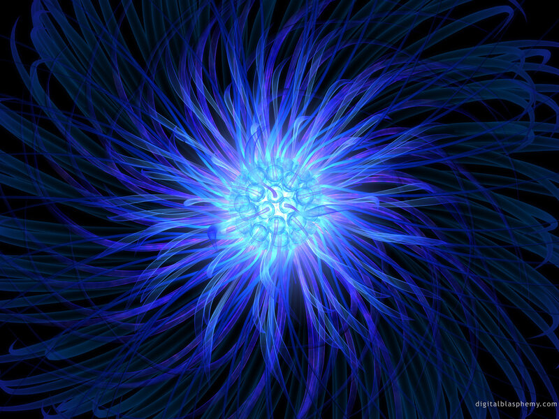 Blue Fractal Flower — Dramatic, Digital Art, Light