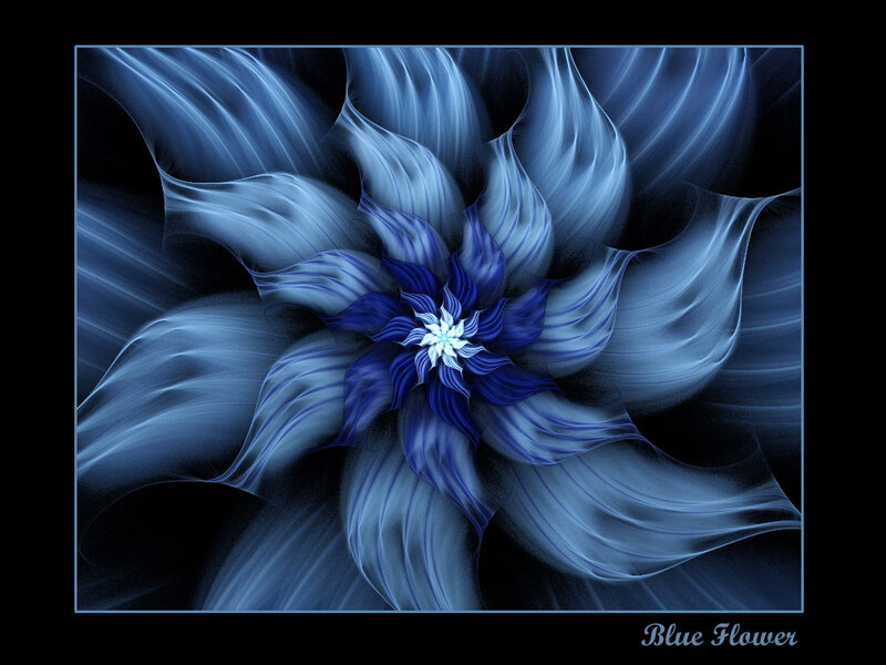 Blue Fractal Flower — Dramatic
