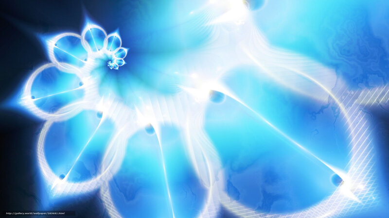 Blue Fractal Flower — Ethereal, Digital Art, Light, Circles