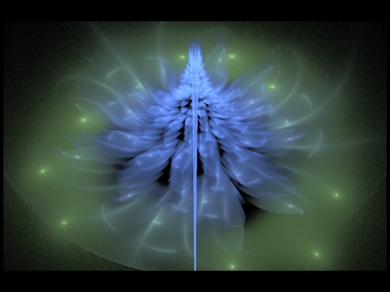 Blue Fractal Flower — Ethereal, Digital Art, Light