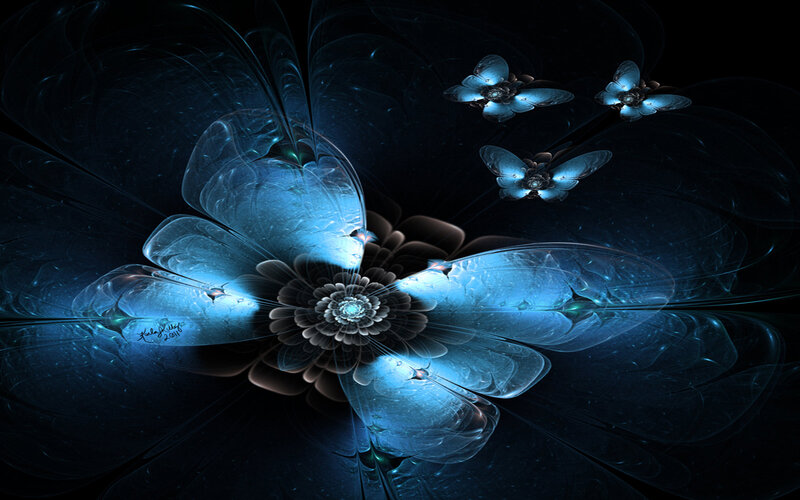 Blue Fractal Flower — Ethereal