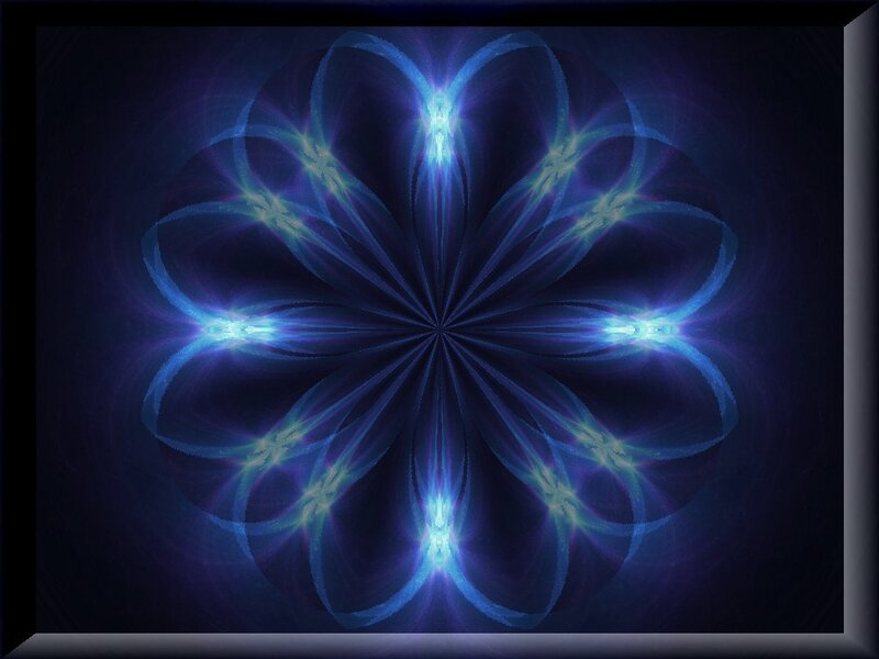 Blue Fractal Flower — Hypnotic, Digital Art, Light, Pattern